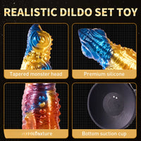 9.05in Thrusting Realistic Animal Monster Vibrating Odd Remote Dildo