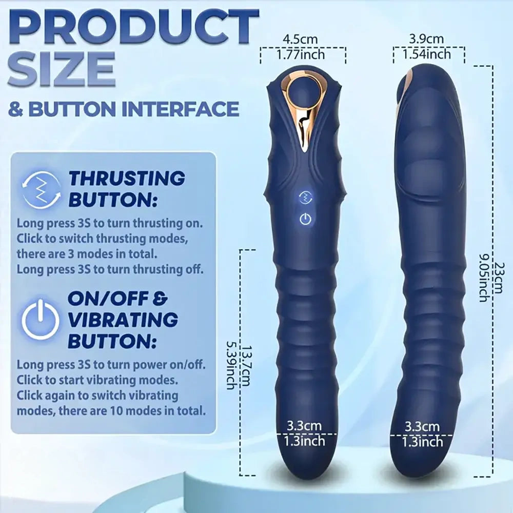 9.05in Thrusting Vibrating Silicone Vibrator Anal Dildo For Vaginal Massage