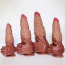 9.06in 10.24in 11.81in 13.39in Fantasy Big Thick Hand Design Silicone Dildo