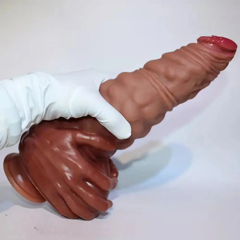 9.06in 10.24in 11.81in 13.39in Fantasy Big Thick Hand Design Silicone Dildo