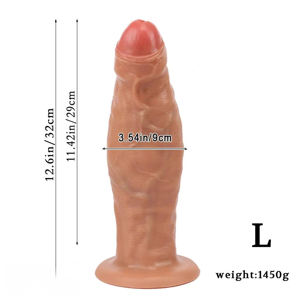 9.06in 10.63in 12.6in Uncut Big Realistic Penis Dildo Couple Sex Toy Supplies