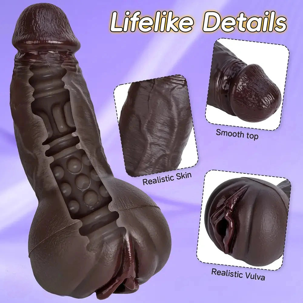 9.06in 3D Realistic Channel Pocket Pussy Dildo Lifelike Details For Couples