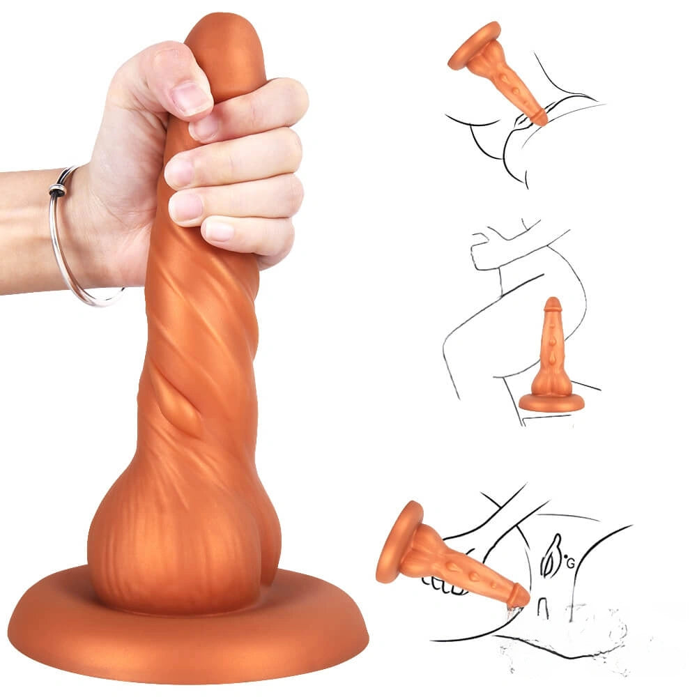 9.06in Animal Odd Gold Dildo Butt Plug Sex Toy For Adults