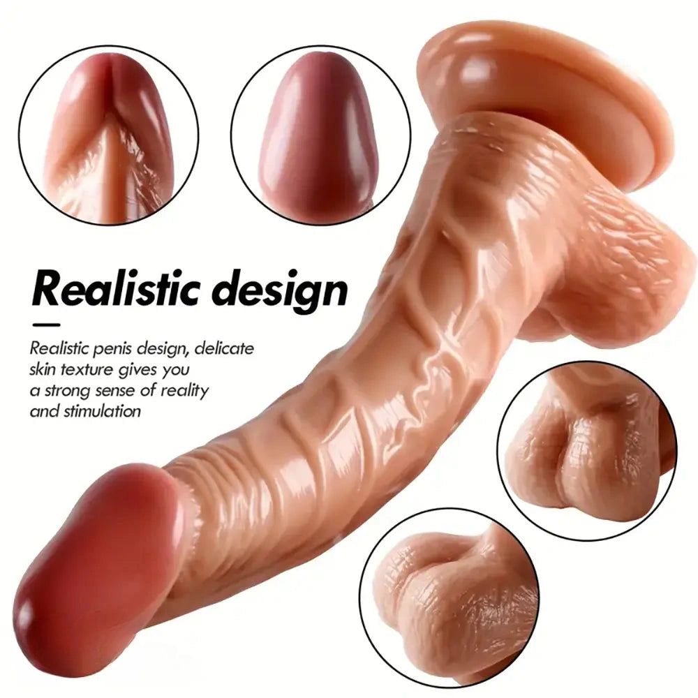 9.06in Curved Big Real Dildo With Suction Cup G-spot Adult Sex Toy