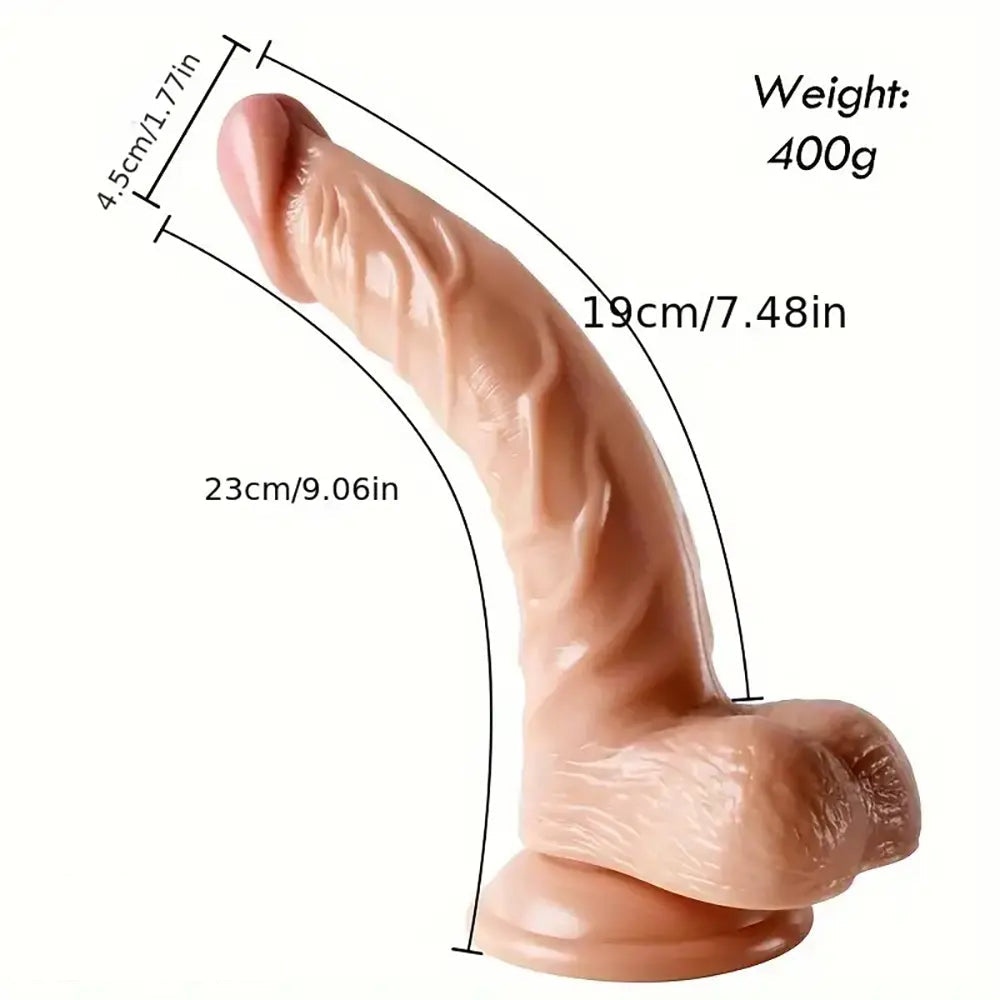 9.06in Curved Big Real Dildo With Suction Cup G-spot Adult Sex Toy