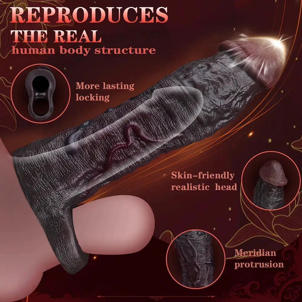 9.06in Elastic Penis Ring Dildo Sleeve For Men Couples Durable Sheath