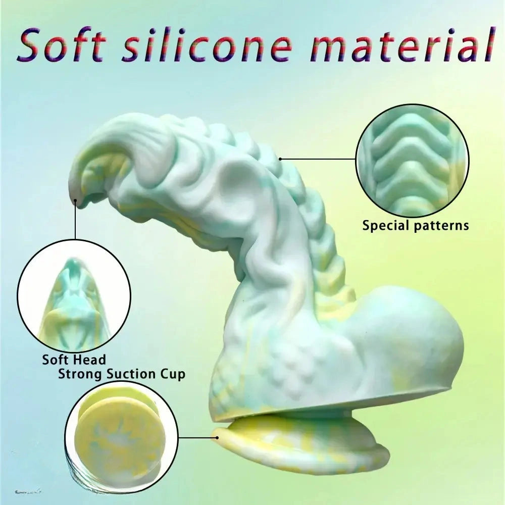 9.06in Fantasy Dragon Dildo Silicone Thick Large Anus Dildo With Suction Cup