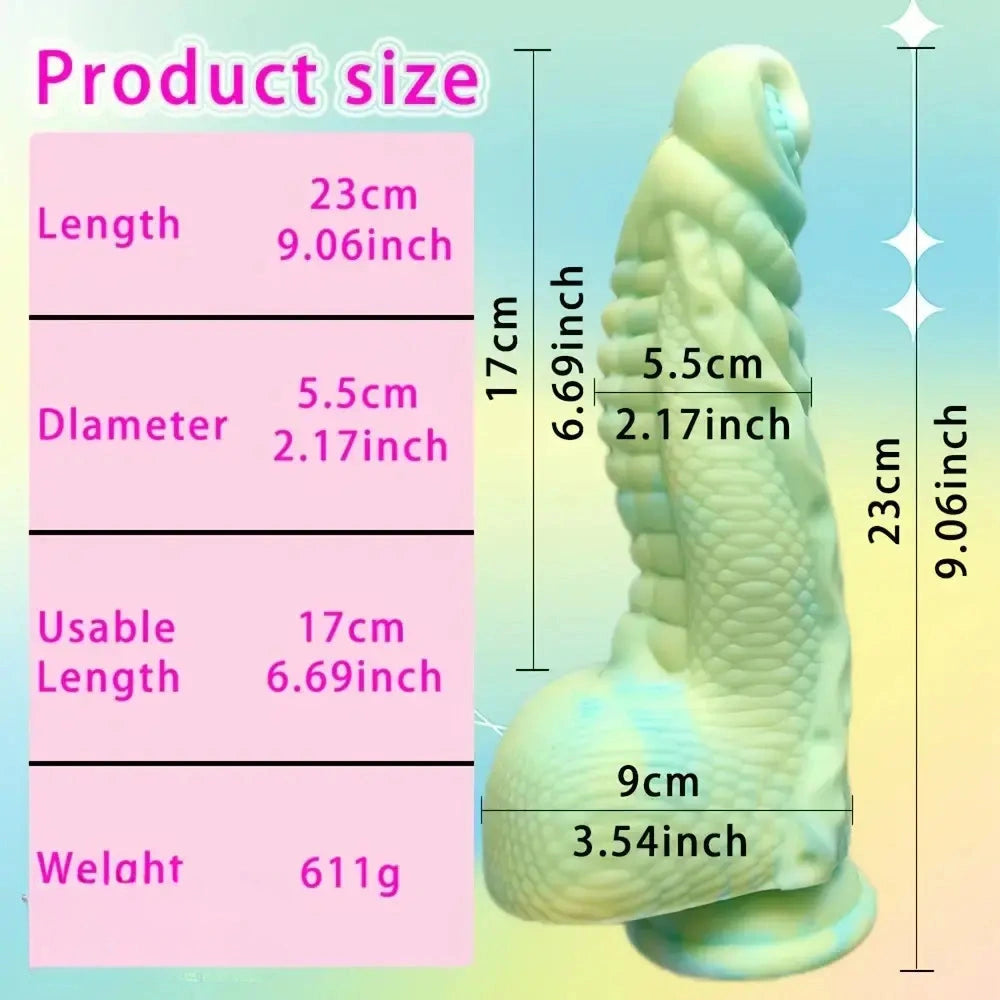 9.06in Fantasy Dragon Fantasy Monster Dildo Two Large Groove Textures