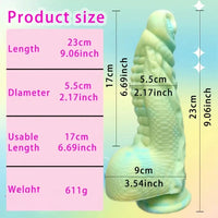 9.06in Fantasy Dragon Fantasy Monster Dildo Two Large Groove Textures