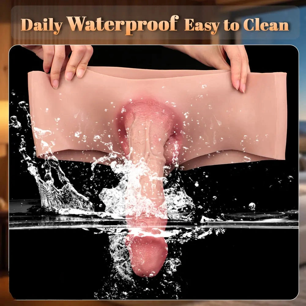 9.06in Hollow Penis Dildo Sleeve Silicone Soft Pants For Vaginal G-Spot