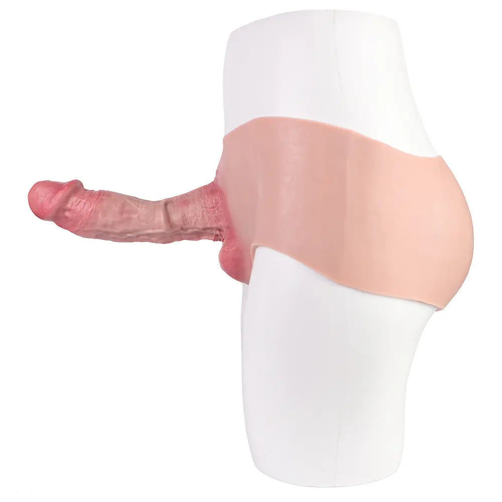 9.06in Hollow Penis Dildo Sleeve Silicone Soft Pants For Vaginal G-Spot