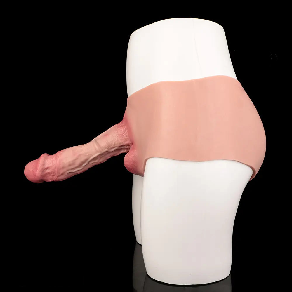 9.06in Hollow Penis Dildo Sleeve Silicone Soft Pants For Vaginal G-Spot