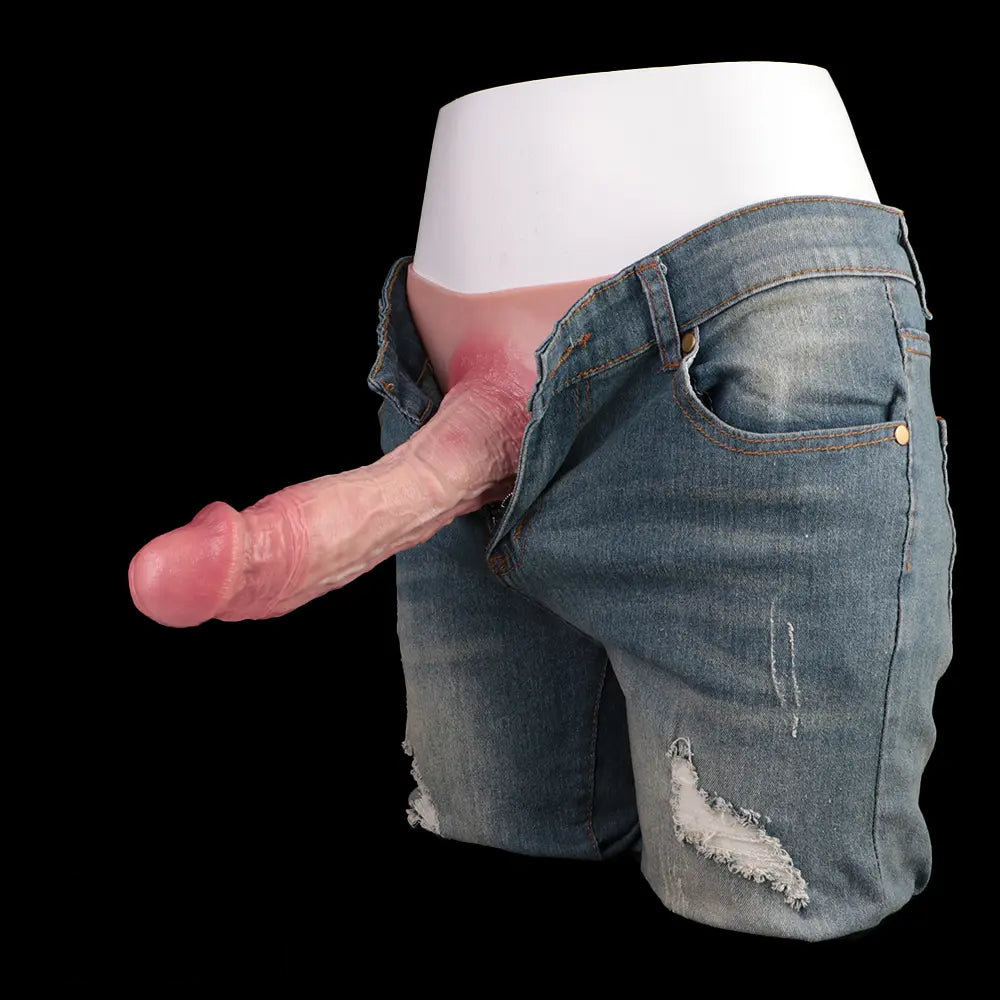9.06in Hollow Penis Dildo Sleeve Silicone Soft Pants For Vaginal G-Spot