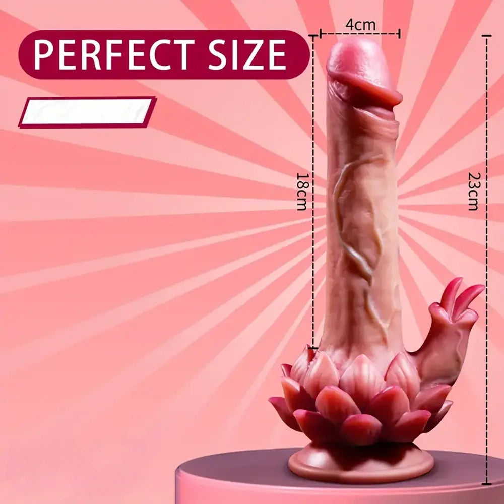 9.06in Realistic Silicone Dildo Vibrator With Thrusting Licking Heating
