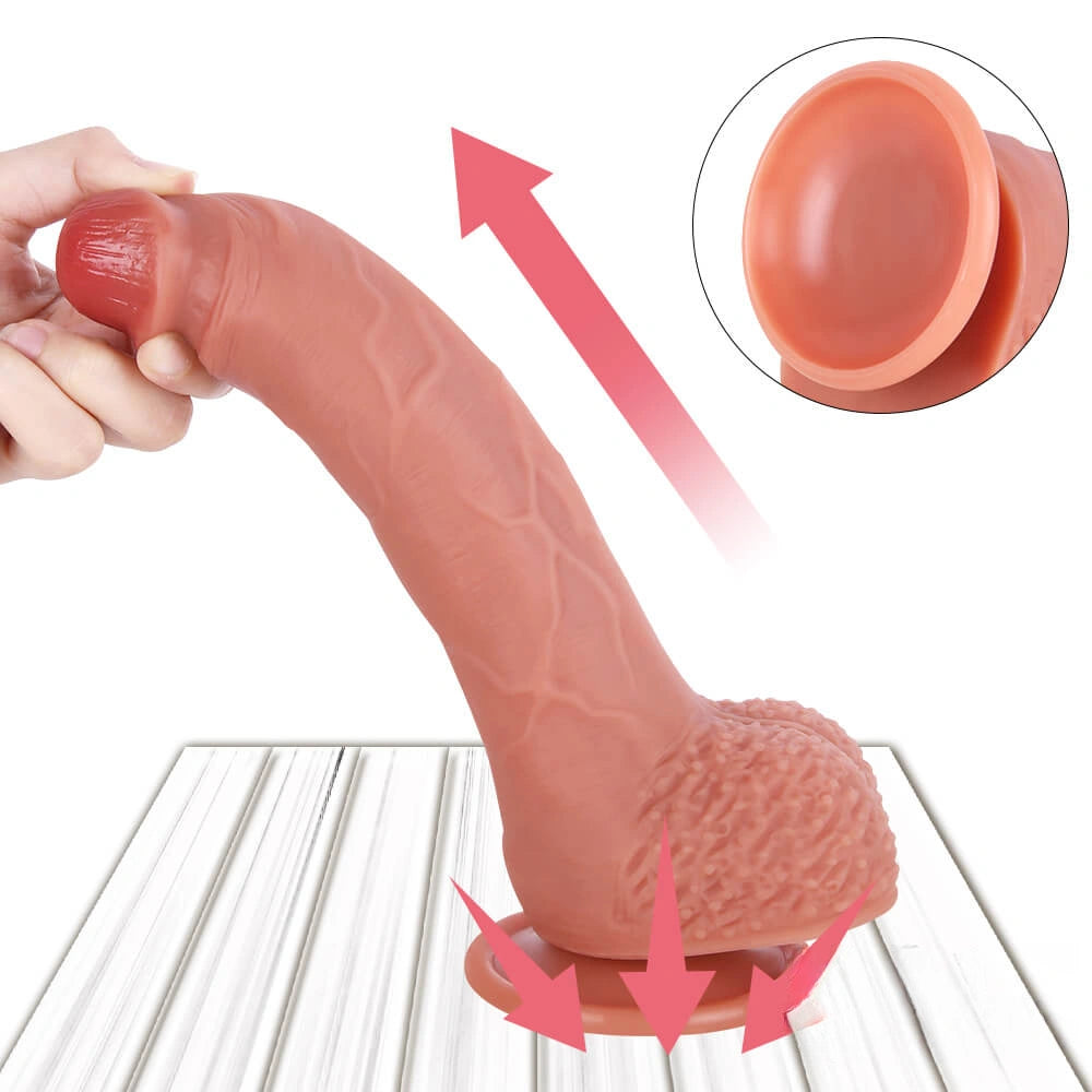 9.06in Realistic Silicone Dildo With Suction Cup For Erotic Vagina