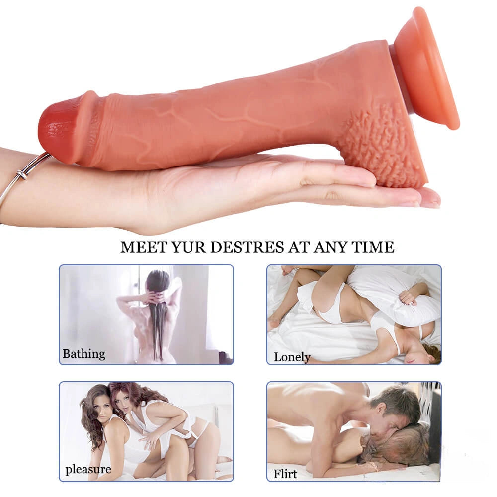 9.06in Realistic Silicone Dildo With Suction Cup For Erotic Vagina