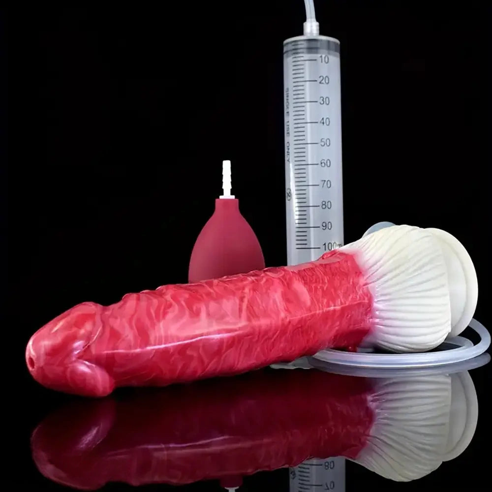 9.06in Realistic Squirting Big Silicone Dick Spiked Silicone Dildo