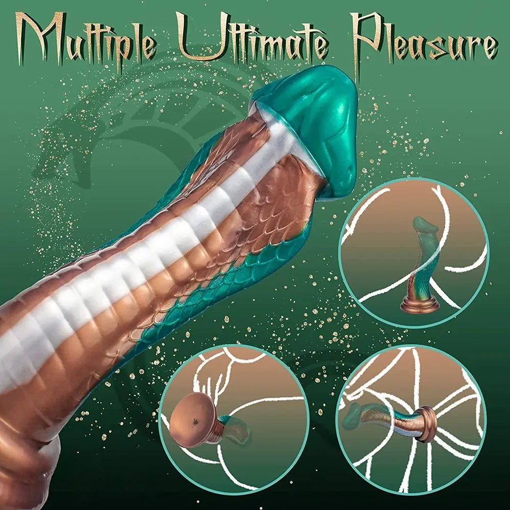 9.06in Silicone Soft Big Fantasy Snake Curved Dildo For Sex Love