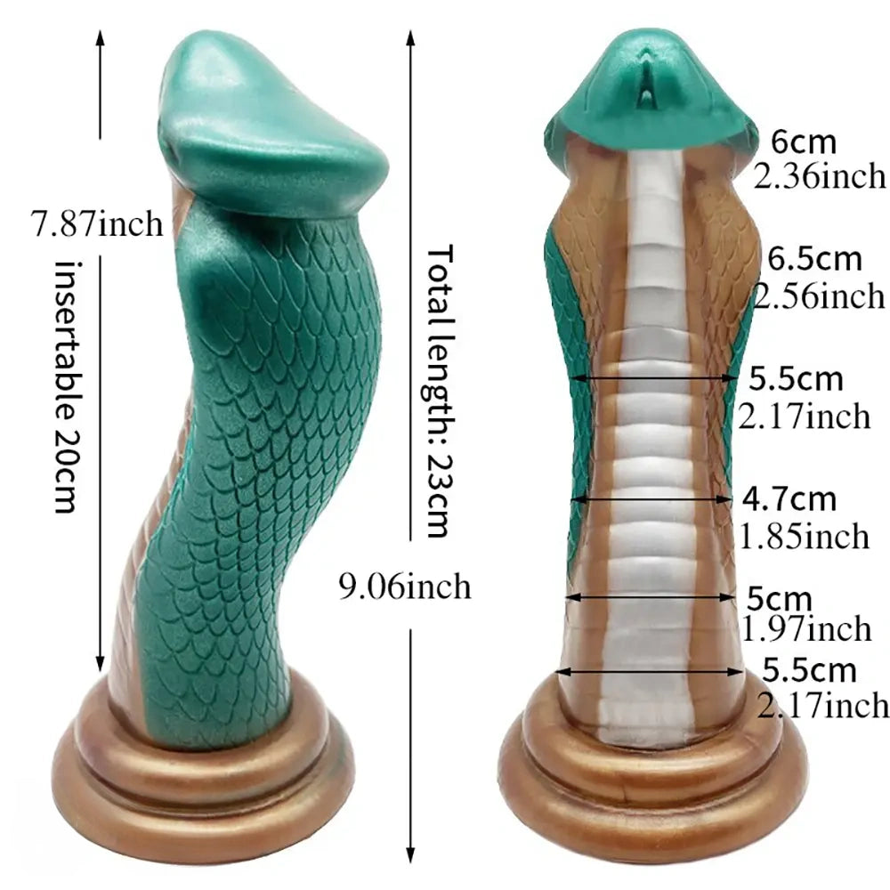 9.06in Silicone Soft Big Fantasy Snake Curved Dildo For Sex Love