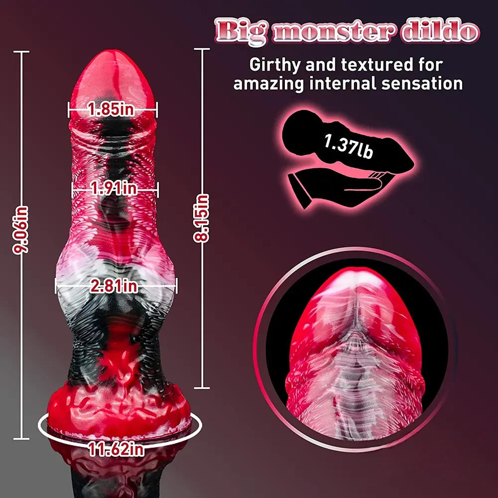 9.06in Silicone Soft Fantasy Big Wolf Knot Dildo With Suction Cup