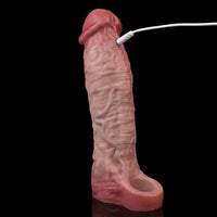 9.06in Vibrating Realistic Remote Silicone Hollow Dildo Sleeve Extender
