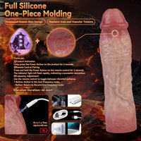 9.06in Vibrating Realistic Remote Silicone Hollow Dildo Sleeve Extender