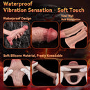 9.06in Vibrating Realistic Remote Silicone Hollow Dildo Sleeve Extender