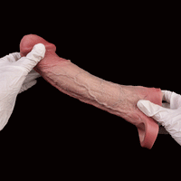 9.09in Vibrating Real Remote Silicone Hollow Dildo Sleeve Cock Extender