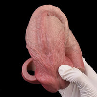 9.09in Vibrating Real Remote Silicone Hollow Dildo Sleeve Cock Extender