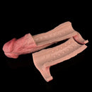 9.09in Vibrating Real Remote Silicone Hollow Dildo Sleeve Cock Extender