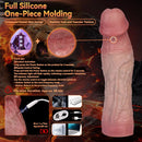 9.09in Vibrating Real Remote Silicone Hollow Dildo Sleeve Cock Extender