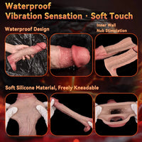 9.09in Vibrating Real Remote Silicone Hollow Dildo Sleeve Cock Extender
