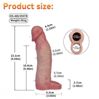 9.09in Vibrating Real Remote Silicone Hollow Dildo Sleeve Cock Extender
