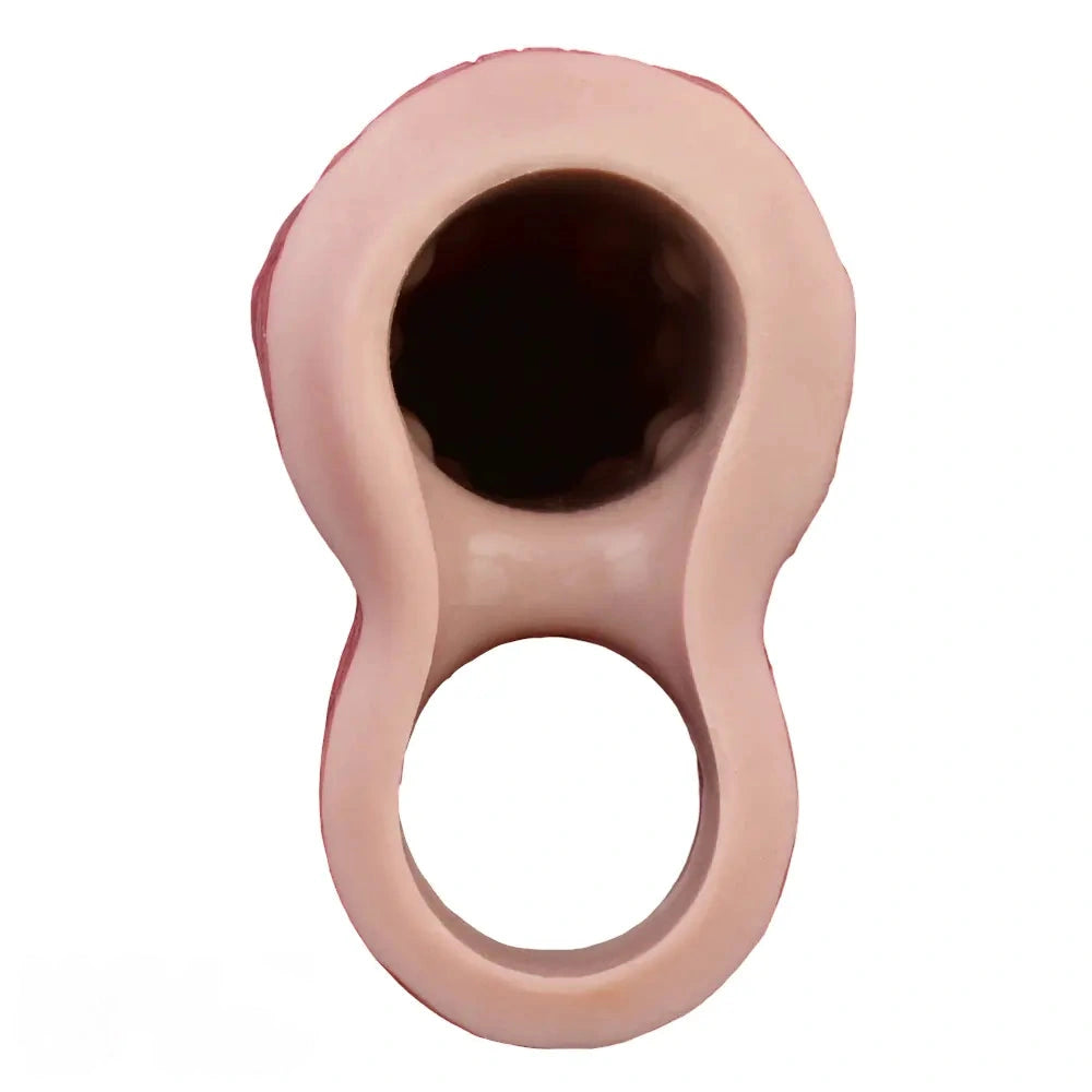 9.09in Vibrating Real Remote Silicone Hollow Dildo Sleeve Cock Extender