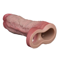 9.09in Vibrating Real Remote Silicone Hollow Dildo Sleeve Cock Extender