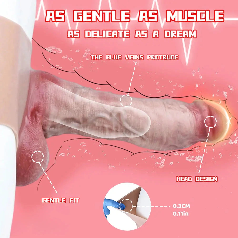 9.13in Real Skin Liquid Silicone Hollow Strap on High-Quality Dildo Panty