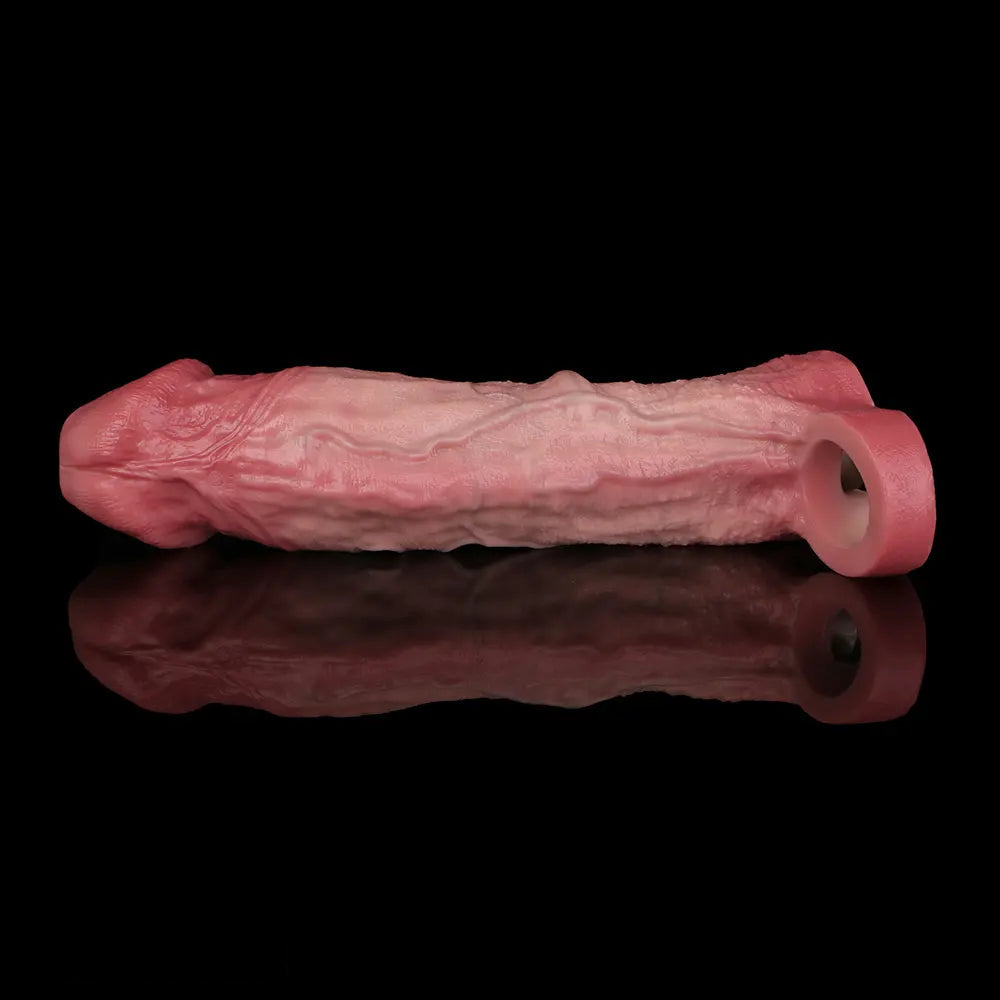 9.13in Realistic Penis Cock Dildo Big Sleeve Extender Retreative Vibrating Tool
