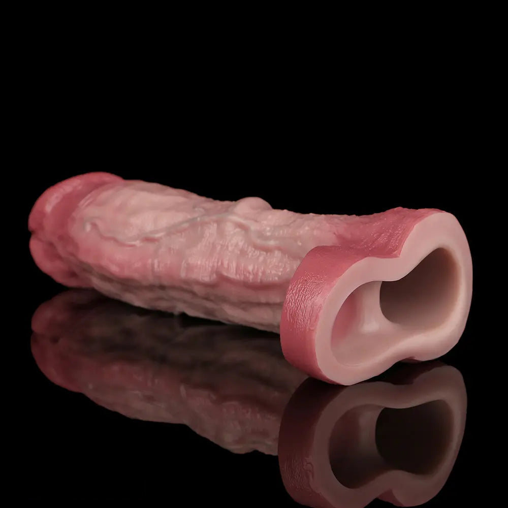 9.13in Realistic Penis Cock Dildo Big Sleeve Extender Retreative Vibrating Tool
