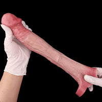 9.13in Realistic Penis Cock Dildo Big Sleeve Extender Retreative Vibrating Tool