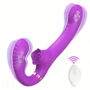 9.17in Dual-Head Vibrating Remote Dildo With Tongue Licking Slapping