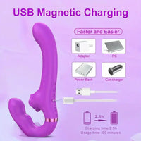 9.17in Dual-Head Vibrating Remote Dildo With Tongue Licking Slapping