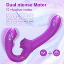 9.17in Dual-Head Vibrating Remote Dildo With Tongue Licking Slapping
