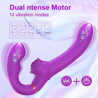 9.17in Dual-Head Vibrating Remote Dildo With Tongue Licking Slapping