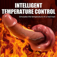 9.1in Large Silicone Thrusting Vibrating heating Dildo With Mouth Base