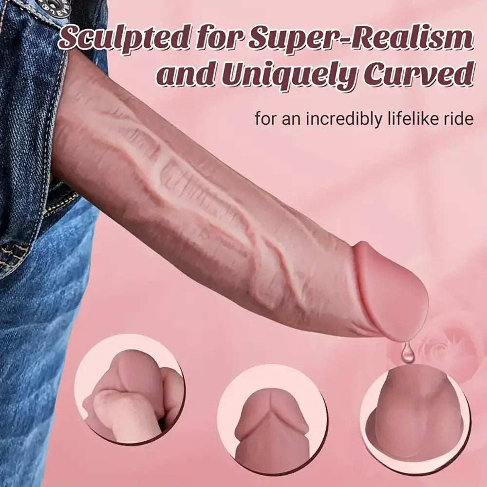 9.1in Silicone Thrusting Vibrating Dual Motors Remote Control Dildo