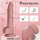 9.1in Silicone Thrusting Vibrating Dual Motors Remote Control Dildo