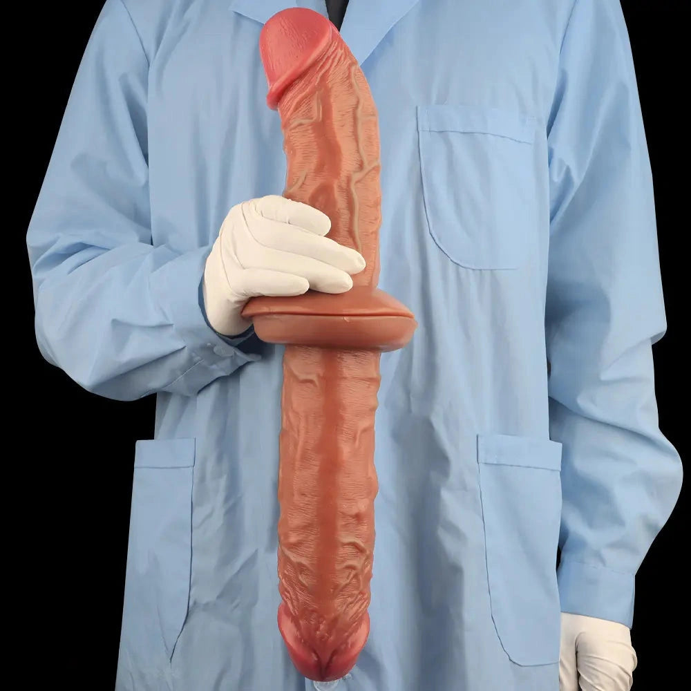 9.25in 10.28in Eggless Elbow Large Penis Liquid Silicone Dual Hardness Dildo