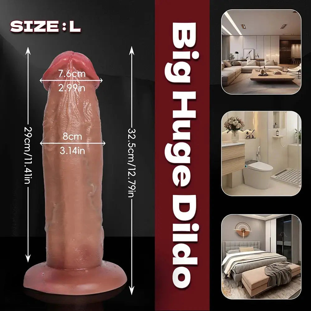 9.25in 10.82in 12.79in Big Head Egg Free Silicone Real Dildo For Female