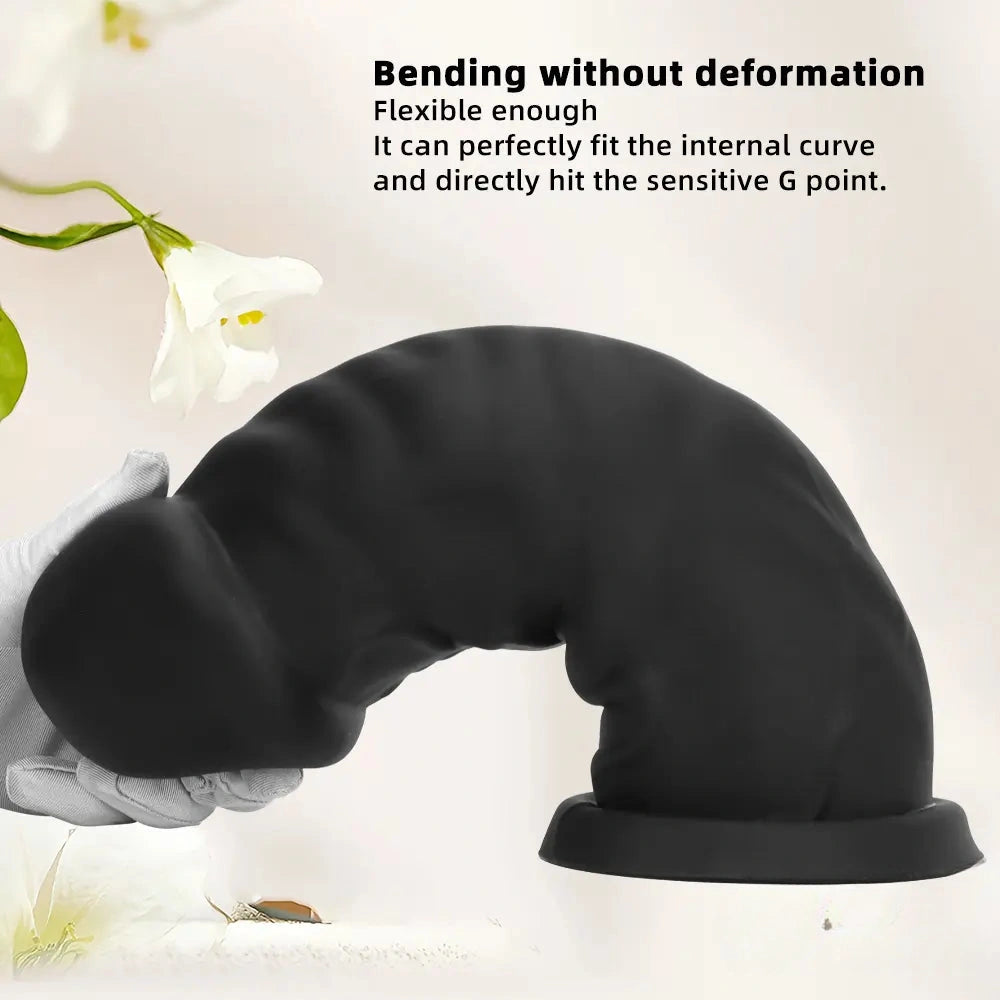 9.25in 11.02in 12.2in Super Big Silicone Soft Black Mushroom Head Dildo