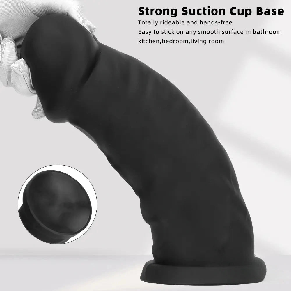 9.25in 11.02in 12.2in Super Big Silicone Soft Black Mushroom Head Dildo